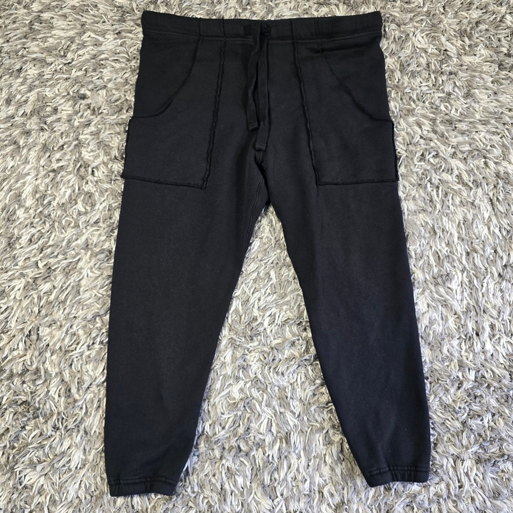 Frank & Eileen Black Cotton Fleece Tapered Joggers LAB636TF XL Made in USA